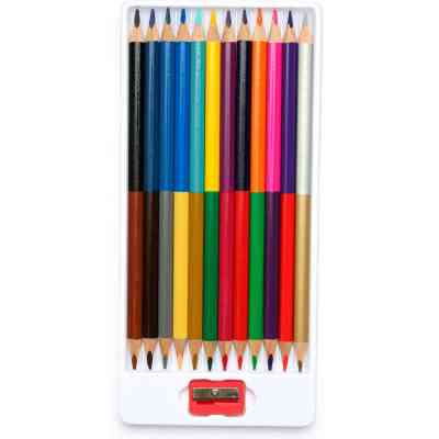 Карандаши цветные Школярик Трехгранные Двусторонние С точилкой 12 шт 24 цвета (312113001-UA) Винница