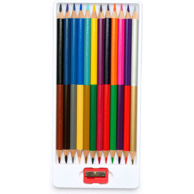 Карандаши цветные Школярик Трехгранные Двусторонние С точилкой 12 шт 24 цвета (312113001-UA) Винница - изображение 2