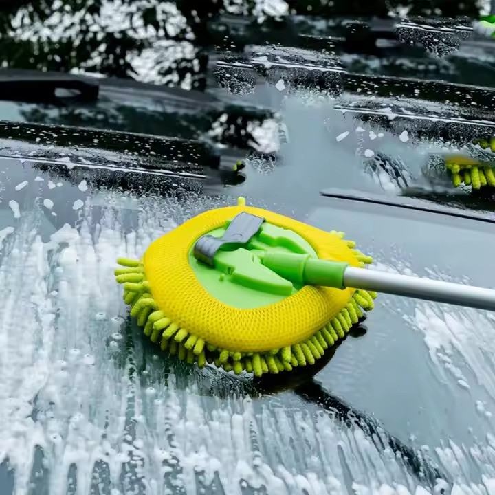 Швабра автомобільна для мийки з висувною телескопічною ручкою, знімна щітка розмір 30х118 см, зелена Кам'янець-Подільський - фото 5