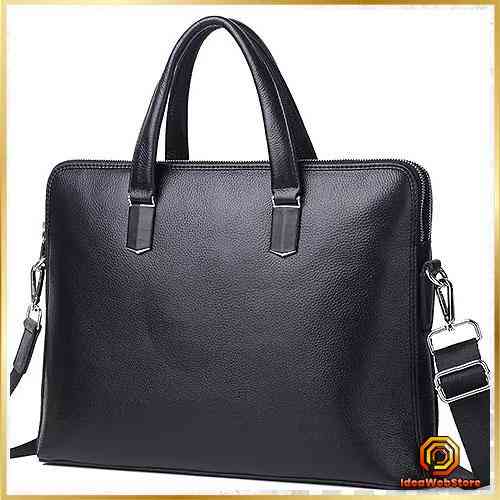 Кожаная мужская деловая сумка-портфель портфель для ноутбука черный Tiding Bag 64028 Киев