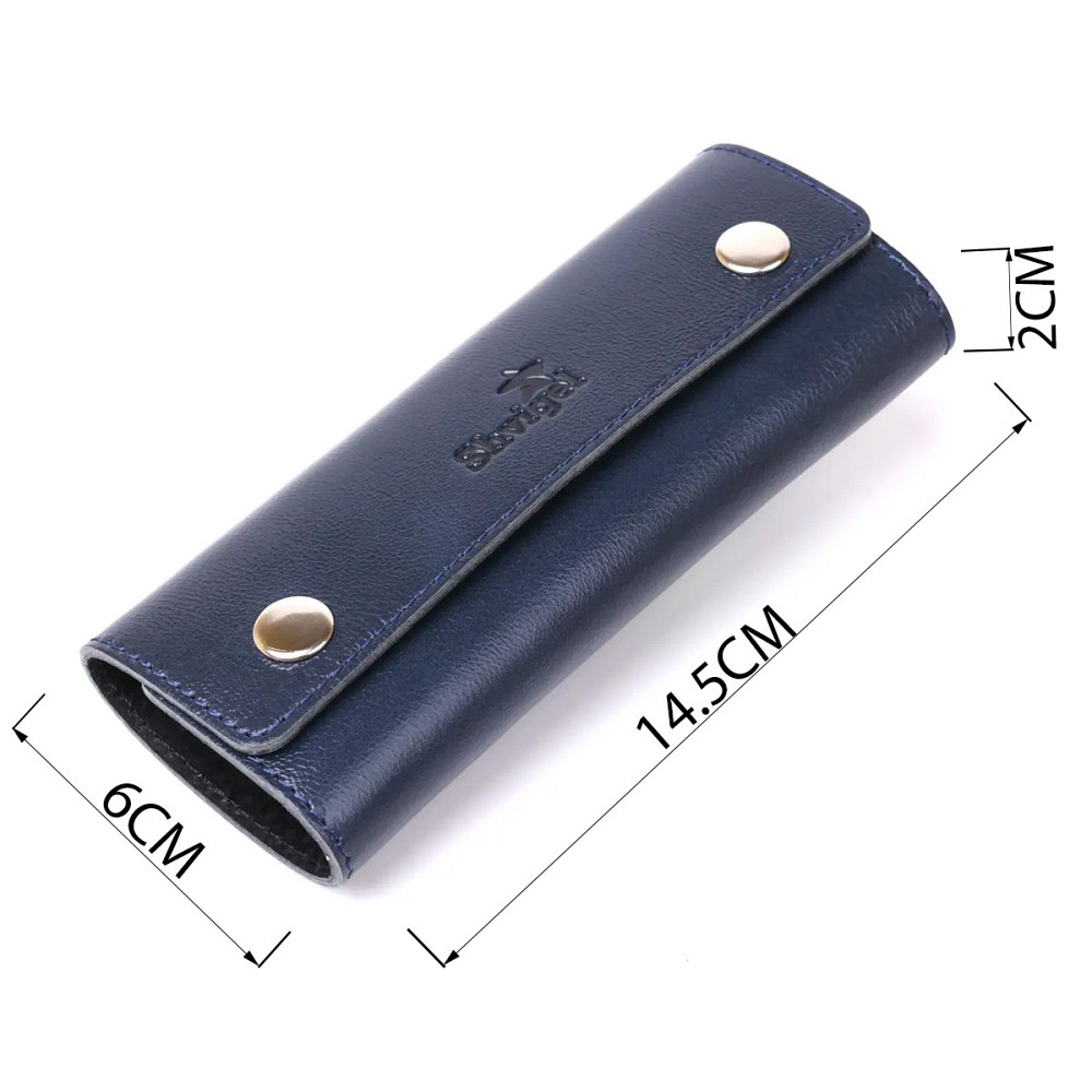 Практична шкіряна ключниця Синій (SHVIGEL) Київ - фото 7