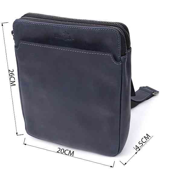 Практична чоловіча сумка через плече із вінтажної натуральної шкіри Shvigel 20867_1 Синій Київ