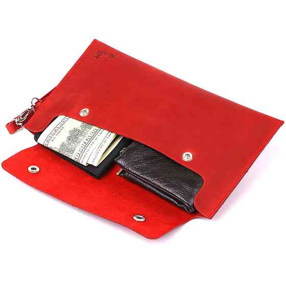 Женская винтажная кожаный тревел-косметичка Shvigel 16427 Красный Киев