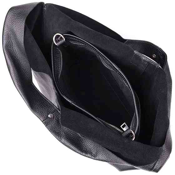 Жіночий шоппер 2 в 1 із натуральної шкіри GRANDE PELLE 22881 Чорний Київ