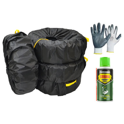 Чохол для зберігання автомобільних коліс Poputchik з рукавицями та силіконовою змазкою (XL) R16-20 ( 4 шт) (16-090-IS) Вінниця - фото 1