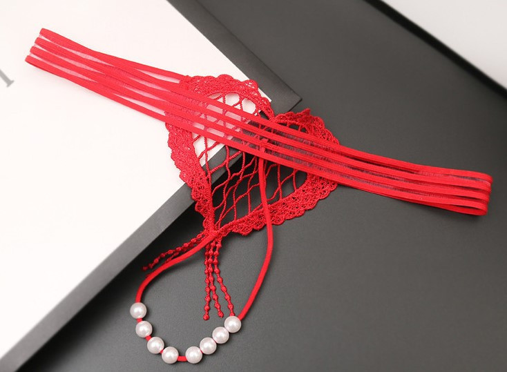 Трусики з бусинками червоні - розмір універсальний (на резинці), 15% нейлон, 85% поліестер Київ - фото 2