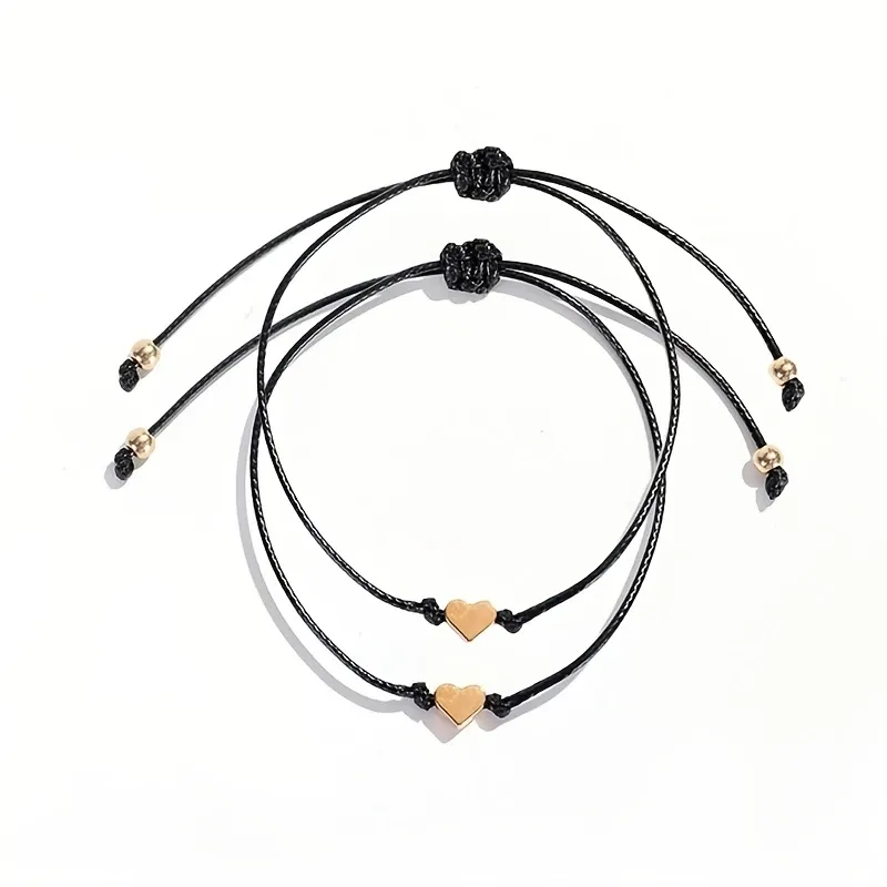 Парные браслеты со шнурком и подвеской-сердцем. Киев - изображение 4