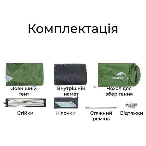 Намет тримісний Naturehike Bleik Series Tent CNK2550WS038, зелений Киев