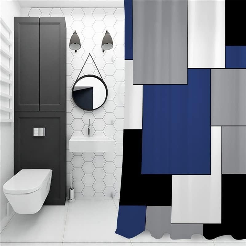 Шторка для ванної та душу з кільцями 180x180 см водостійка, шторка для ванної кімнати з гачками, з принтом з квадратів Кам'янець-Подільський - фото 2