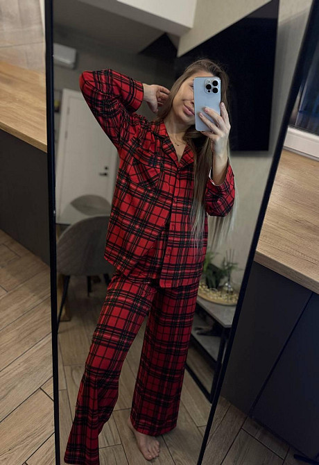 Жіночий домашній костюм двійка в клітину коттон Одеса - фото 2