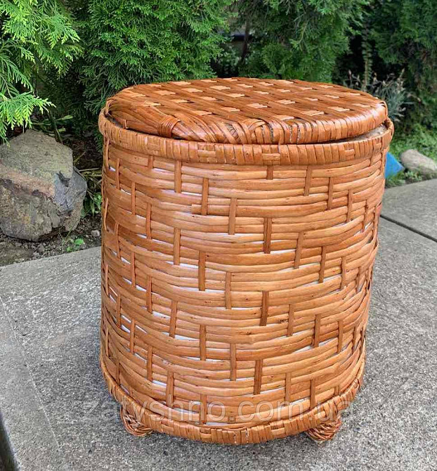 Пуфік-кошик плетений з лози Київ - фото 3