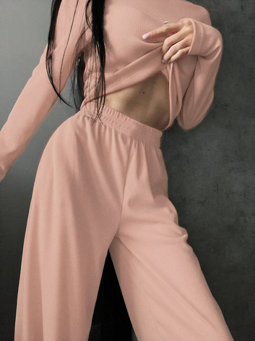 Жіночий костюм штани з лонгслівом Бежевий 46/48 Харків - фото 3