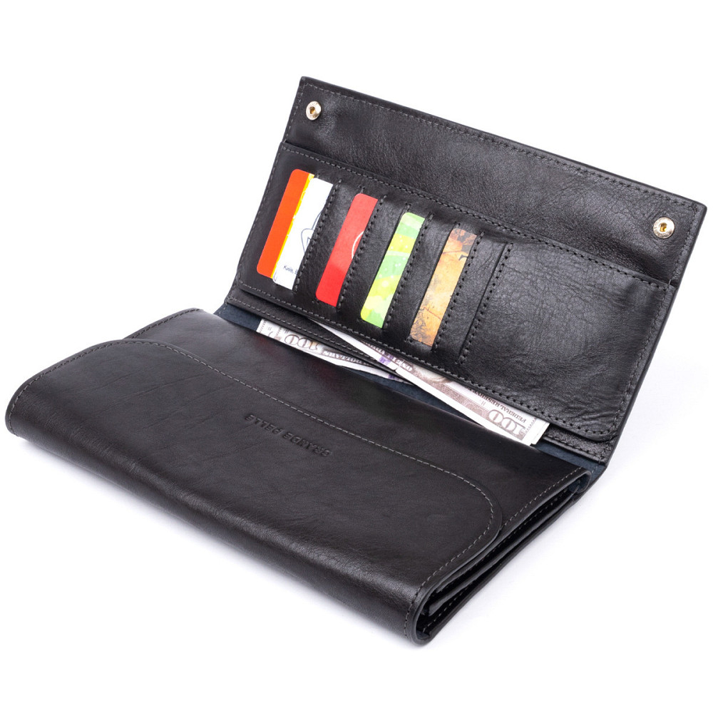 Горизонтальная барсетка-клатч мужская в гладкой коже GRANDE PELLE 11298 Черная Киев - изображение 5