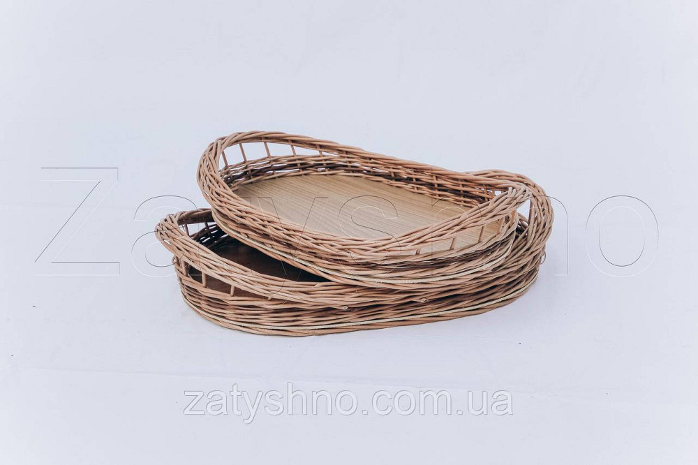 Набор овальных подносов | поднос  из лозы овальный | поднос плетеный с лозы 2 штуки Киев - изображение 1
