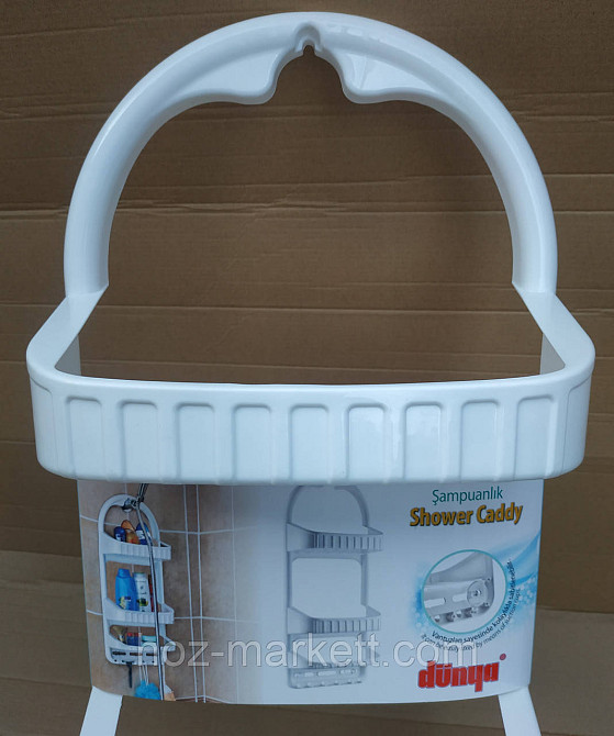 Полиця у ванну навісна настінна біла пластикова пряма 62 см Харків - фото 7