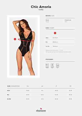 Боди с полупрозрачными вставками Chic Amoria Obsessive, черное, XS/S Sex Aura Киев