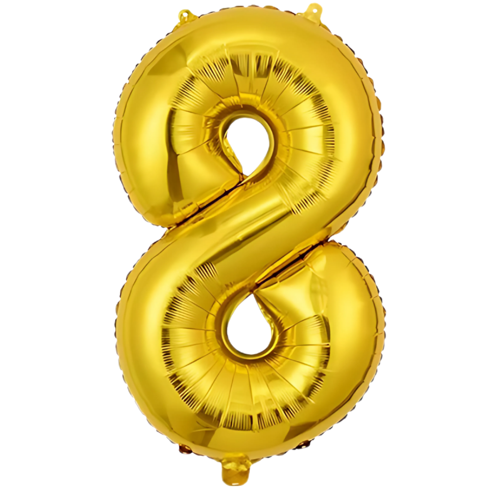 Воздушный шар в виде цифры 8 золотой,40 дюймов, фольгированый, для праздников: дня рождения, юбилеев,годовщин Каменец-Подольский - изображение 2