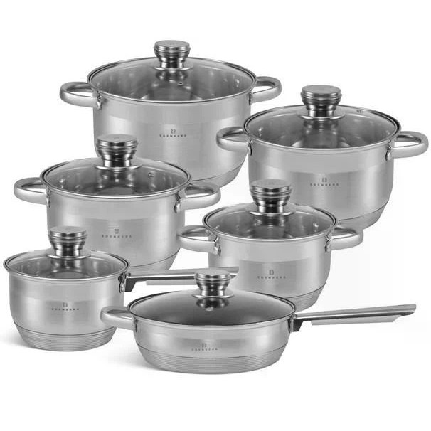 Каструлі з прозорими кришками, Каструлі з нержавіючої сталі, Набір каструль хорошої якості NQ-85 Івано-Франківськ - фото 1