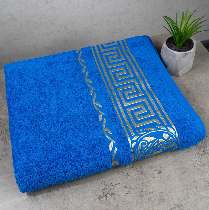 Комплект махровых полотенец 3шт GM Textile 50х90см, 50х90см, 70х140см Caesar 450г/м2 (Голубой) Сумы - изображение 4