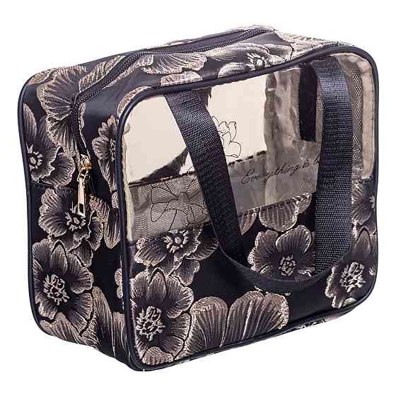 Набір прозорих жіночих косметичок для дому 2 (шт) дорожня косметичка в сумку для косметики, макіяжу, ліків, пензлів Чорний Київ