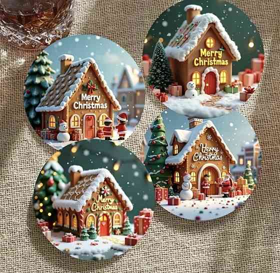 Комплект різдвяних підставок під чашки 6 шт №4 Смела