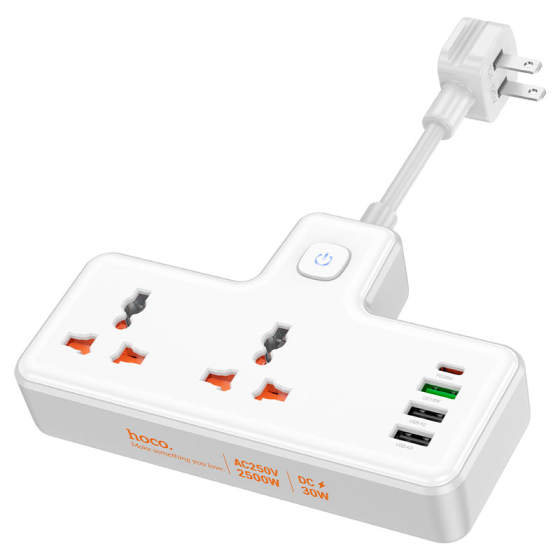 Мережевий подовжувач HOCO AC12 Reise 2-position expansion socket White 6942007607087 Одеса