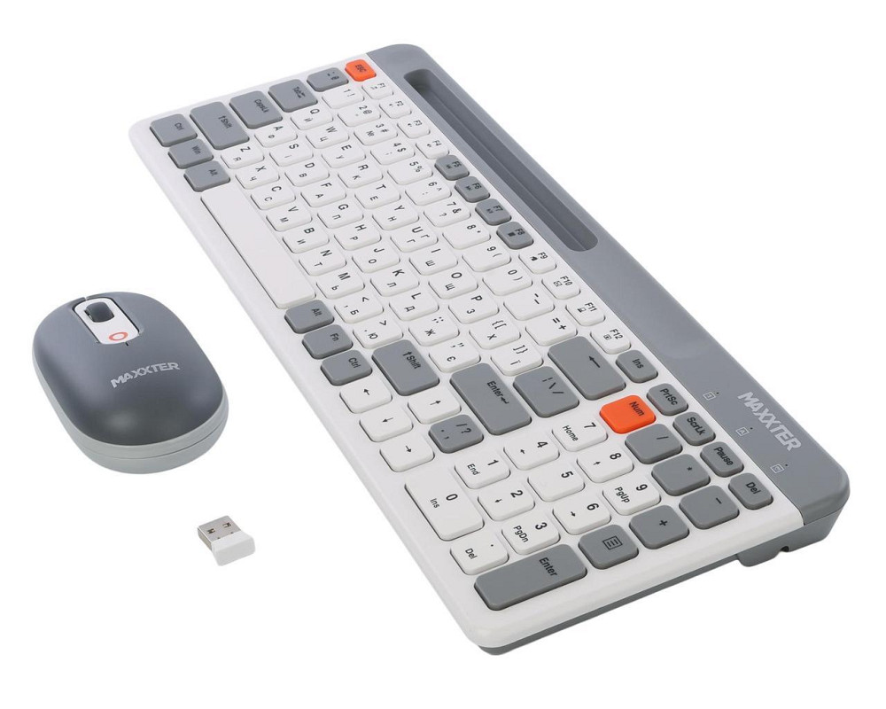 Комплект (клавіатура, миша) бездротовий Maxxter KMS-WCM-03G-UA ( білий із сірим ) Харьков - изображение 3