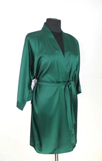 Шелковая ночнушка с халатом Темно-зеленный 42/44 Харьков - изображение 3