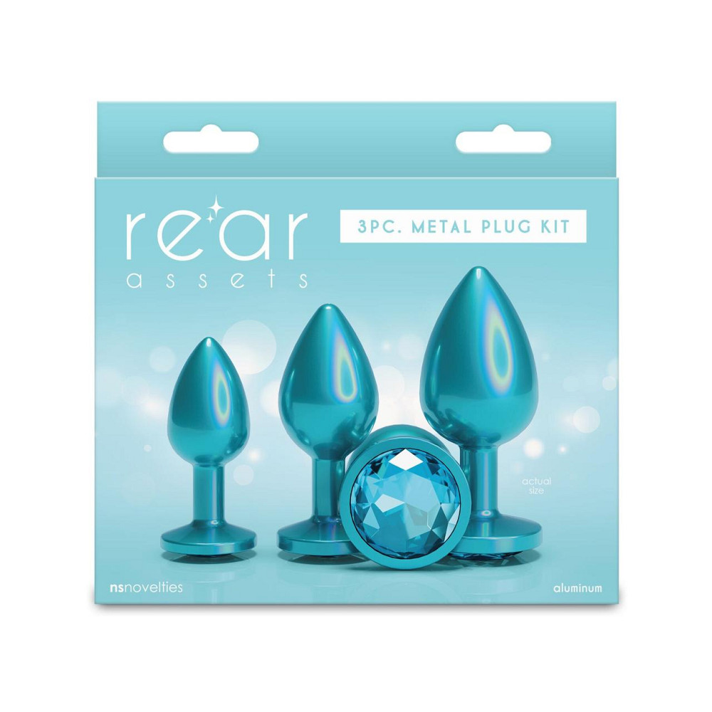 Набор анальных пробок NS Novelties Rear Assets - Trainer Kit - Iridescent Teal - Teal Gem Sex Aura Киев - изображение 3