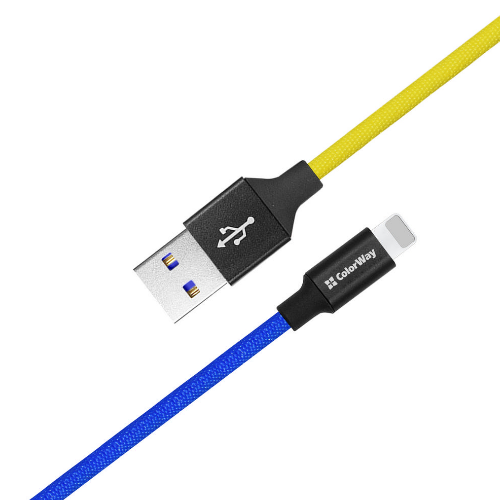 Кабель USB Lightning ColorWay CW-CBUL052-BLY 2,4A 1м синій/жовтий Житомир - изображение 7