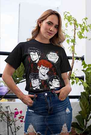 Футболка з аніме принтом Аніме Баскетбалл Слам Дунк оверсайз (S/M/L) Чорний AnimeJ0429 Дніпро