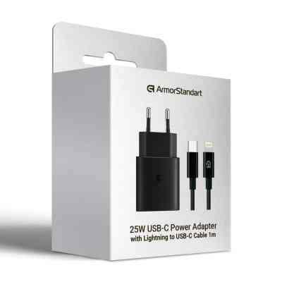 Зарядное устройство Armorstandart AR-TA800 25W USB-C + cable USB-C to Lightning black (ARM77721) Винница