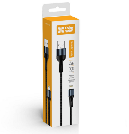 Кабель USB Lightning ColorWay CW-CBUL045-BK 2,4A 1м чорний Житомир