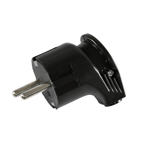 Вилка мережева із заземленням 16А кутова чорна Standard Titanum Житомир - фото 1