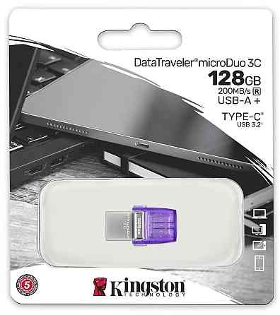 Флеш-накопичувач USB3.2 128GB Type-C Kingston DataTraveler microDuo 3C (DTDUO3CG3/128GB) Фіолетовий Харків