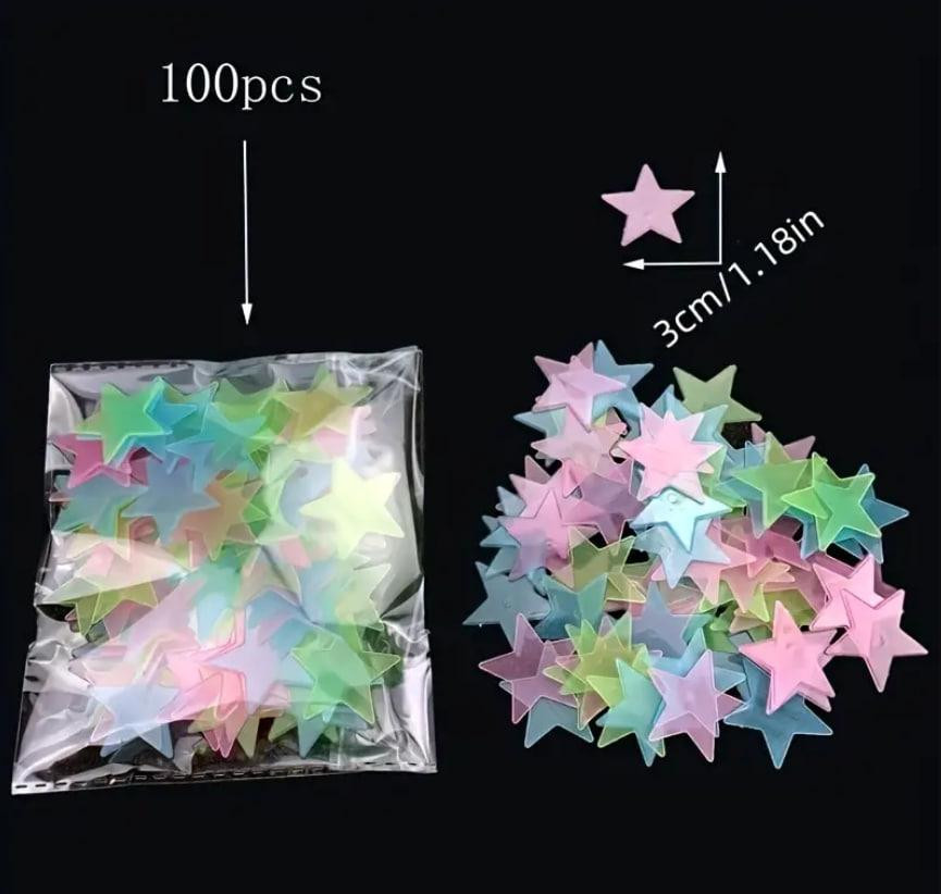 Набір флуоресцентних зірок у пастельних кольорах (100 шт.) Самоклеючі багаторазові стікери для декор Київ - фото 6