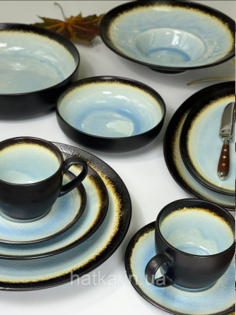 Тарілка блакитна кераміка 27,5*3.5 см "Сонце пустелі" 101-0242 для дому та ресторанів Київ