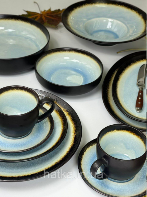 Тарілка блакитна кераміка 27,5*3.5 см "Сонце пустелі" 101-0242 для дому та ресторанів Київ - фото 5