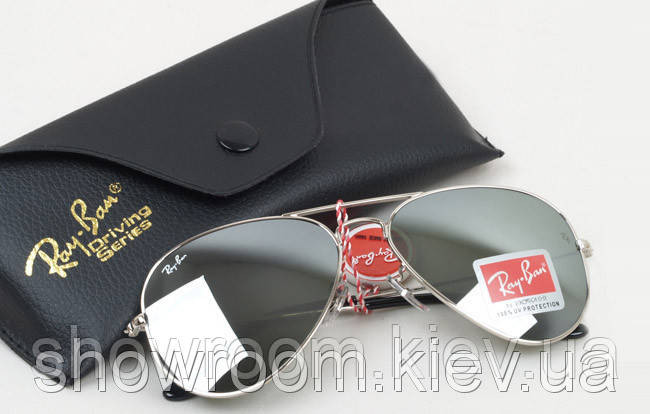 Чоловічі сонцезахисні окуляри Ray ban aviator mirror silver 3026 (2906) Київ - фото 3