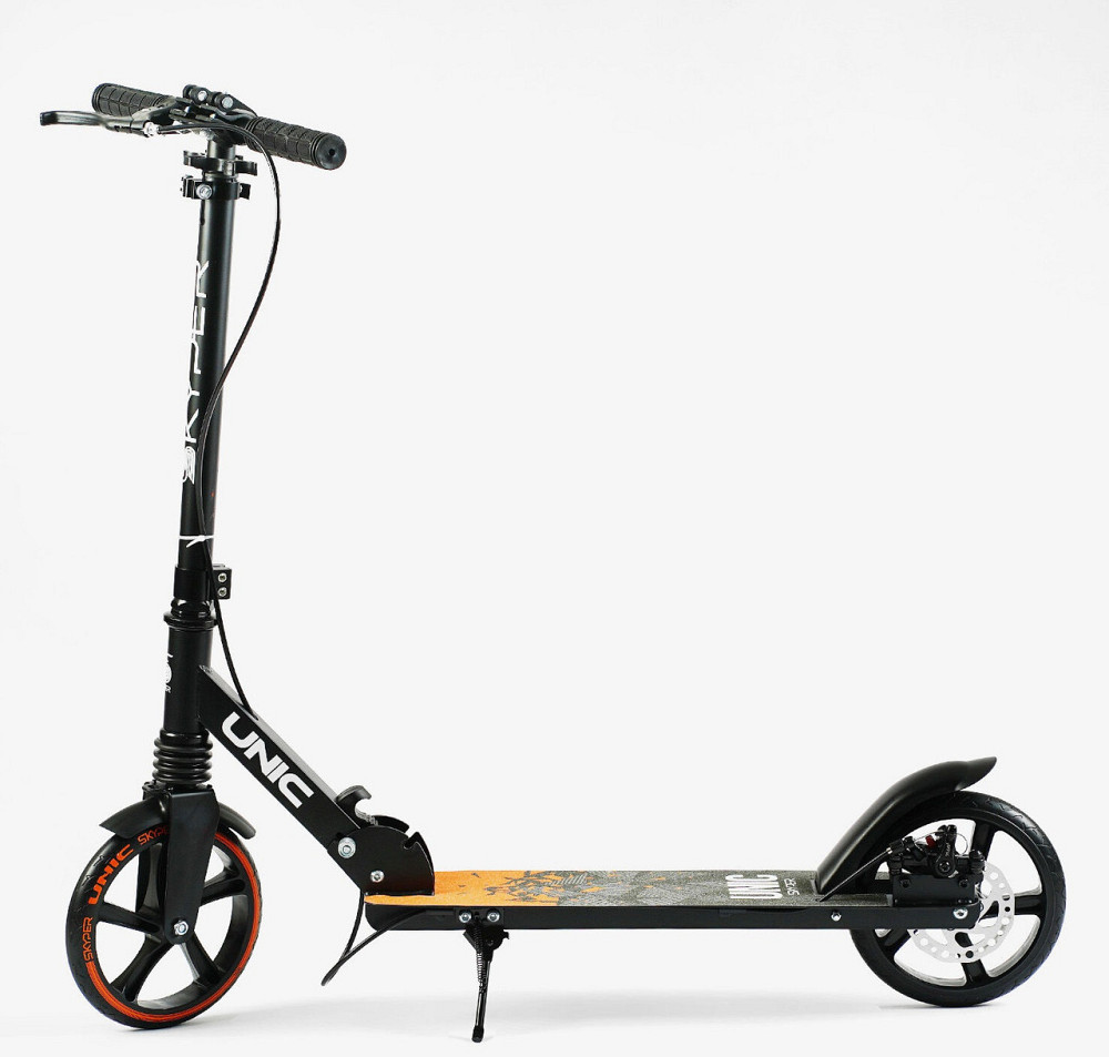Самокат двоколісний Skyper Unic ручне дискове гальмо одне переднє амортизатор Помаранчевий (UN-25002) Чернігів - фото 2