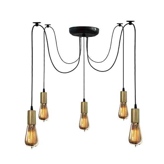 Подвесная люстра паук черная 5 ламп Е27 Spider NL 149-5 BK+BN Одесса