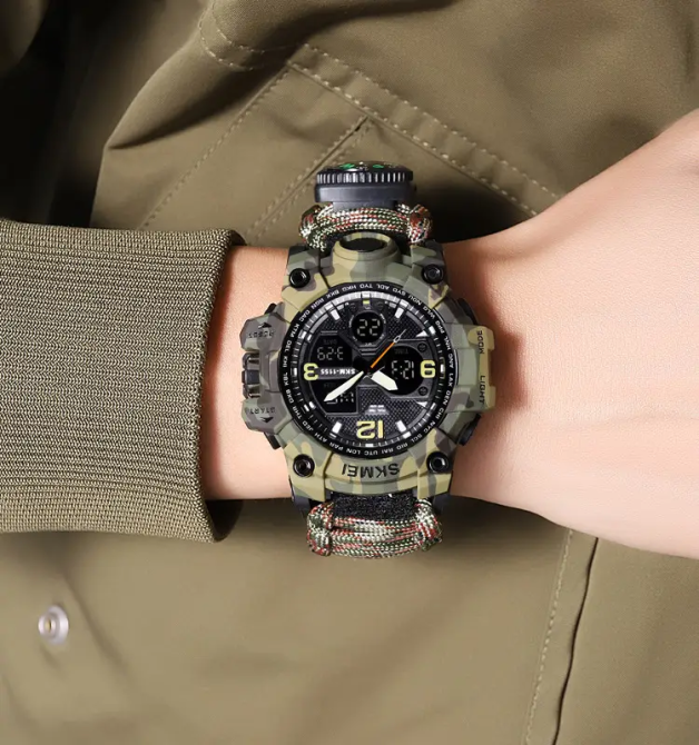 Годинник чоловічий спортивний Skmei 1155 B hamlet на паракордовому ремінці (Камуфляж) Вінниця - фото 5