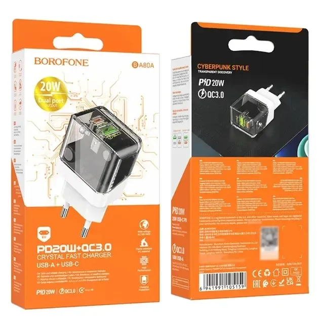 Зарядное устройство 220В 20Вт QC3.0 Borofone Scenery BA80A Поддержка Quick Charge 3.0 Киев - изображение 2