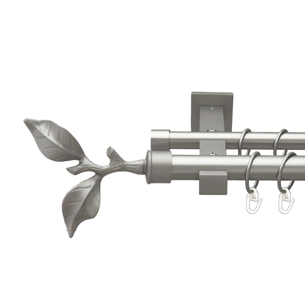 Карниз Orvit Листок Троянди металевий дворядний техно гладка труба кільце металеве Сатин 25\19 мм 200 см (00-00026390) Львів - фото 1