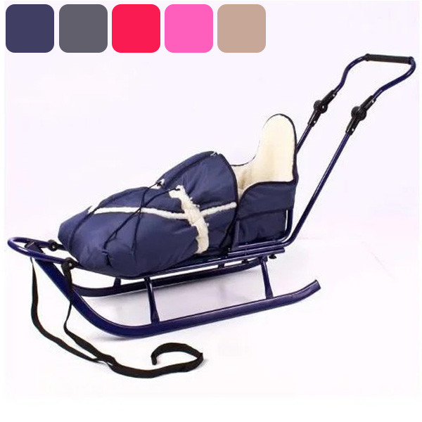 Санки детские Adbor Piccolino металлические с конвертом, спинкой и ручкой, для детей Киев - изображение 1