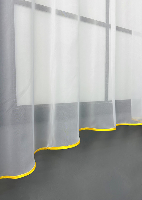 Кухонна тюль арка з ламбрекеном VR-Textil № 025к жовтий з білим 280х170 см (52-1218) Київ - фото 6