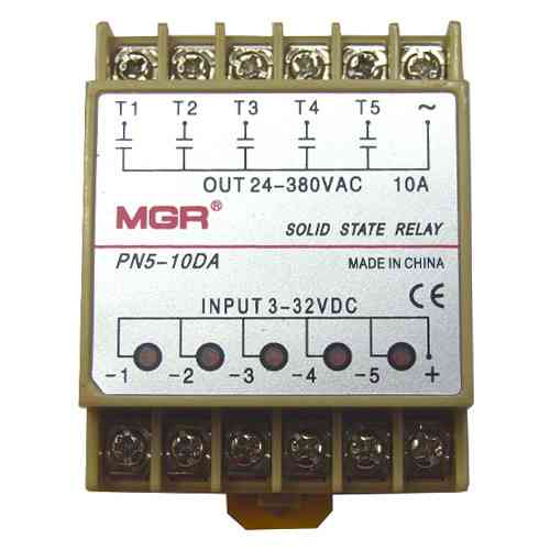 5-канальне твердотільне реле SSR PN5-10DA 10А DC-AC на DIN-рейку,для надійної та довготривалої комутації Київ
