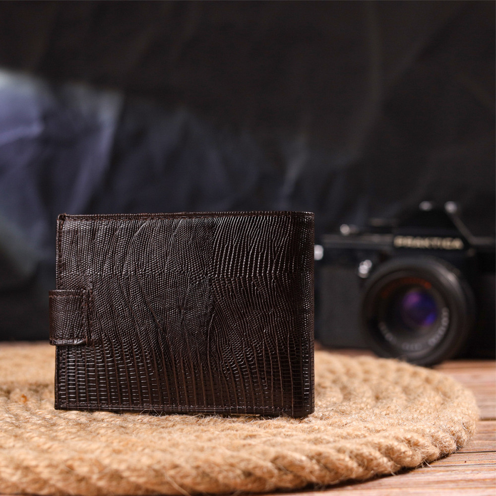 Чоловічий гаманець із натуральної фактурної шкіри CANPELLINI 21512 Коричневий Київ - фото 2