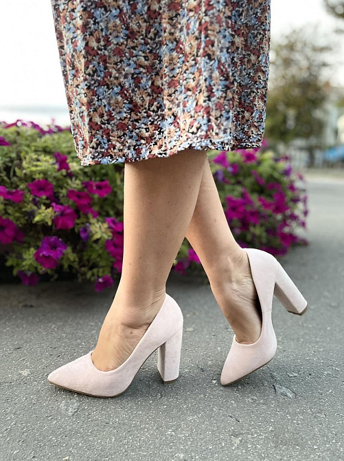 Seastar Туфлі жіночі SEASTAR пудра еко-замша каблук 10см 36р. 40р. (2756) Коломия - фото 4