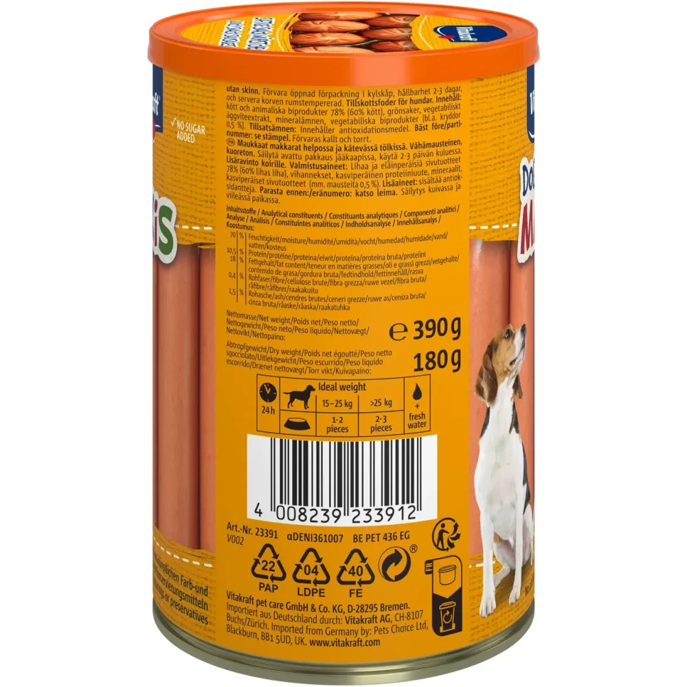 Сосиски без оболонки для собак Вітакрафт Vitakraft Dog Maxis беззернові ласощі для всіх порід собак, 180 г (6 шт) Вінниця - фото 3